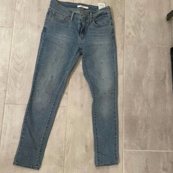 Levi Rhinestone Skinny Jeans Size 26 - Picture 4 of 10